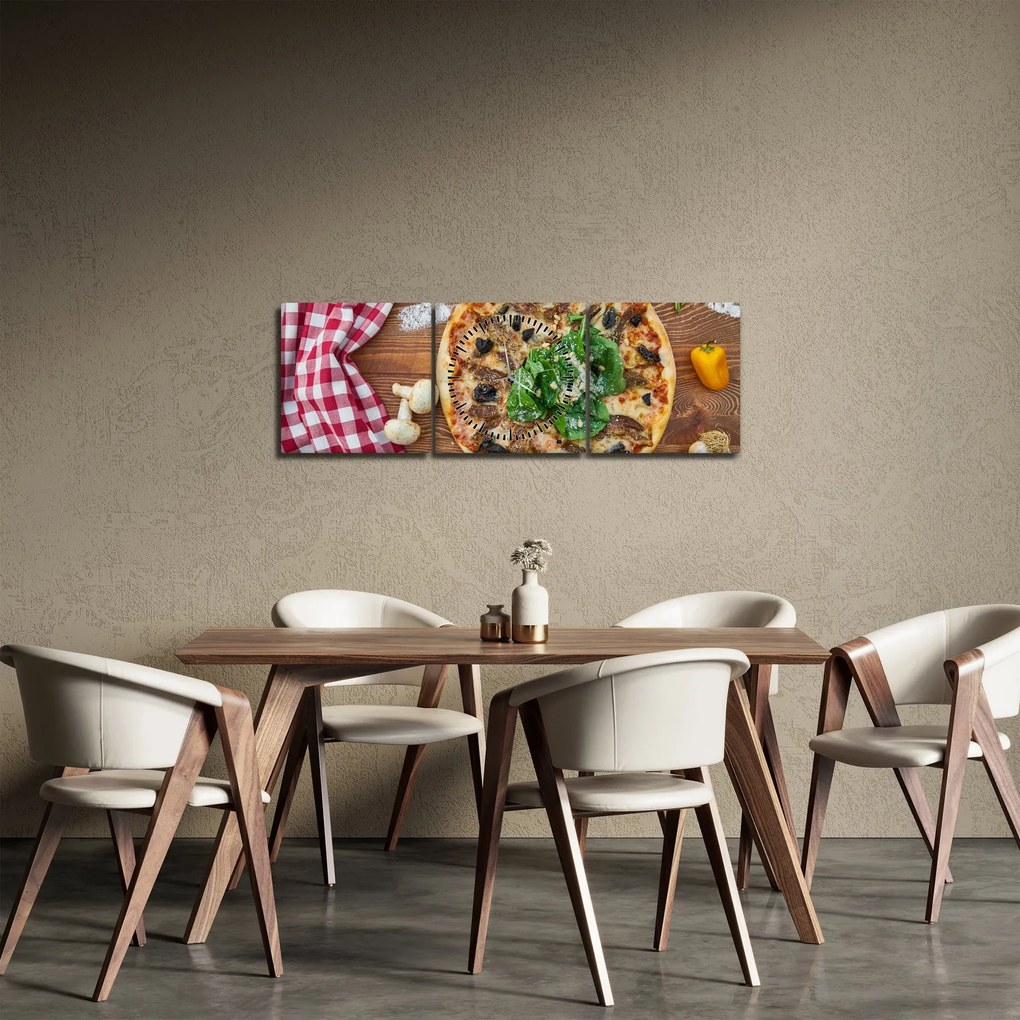 Tablou cu pizza (cu ceas) (90x30 cm)