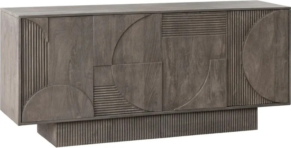 Comoda TV cu model optic 3D, Lemn mahon gri, ART DECO 170cm