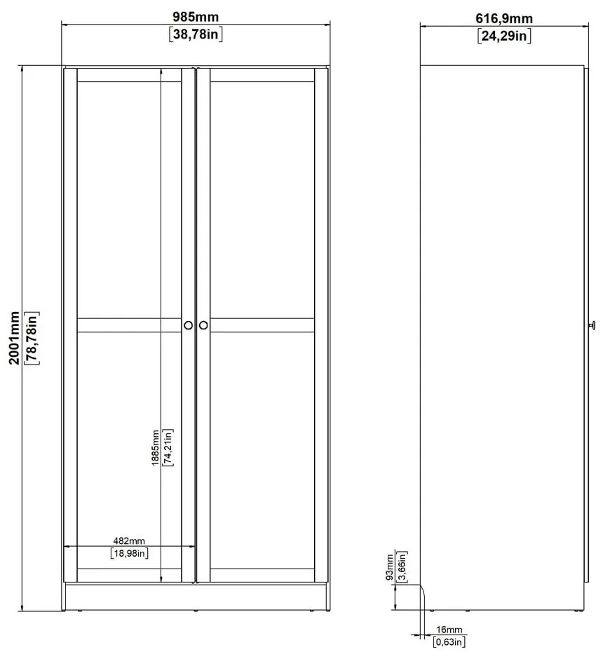 Șifonier alb 99x200x62 cm Billund – Tvilum