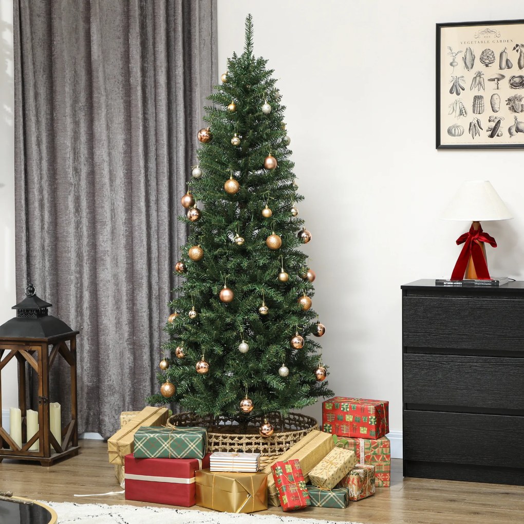 HOMCOM Pom de Crăciun Artificial de 180 cm cu Lumini Incorporate Albe și Colorate în 9 Moduri și 899 Crengi Ignifuge, Brad de Crăciun Dens și Realistic cu Bază Metalică Pliabilă pentru Acasă | Aosom Romania