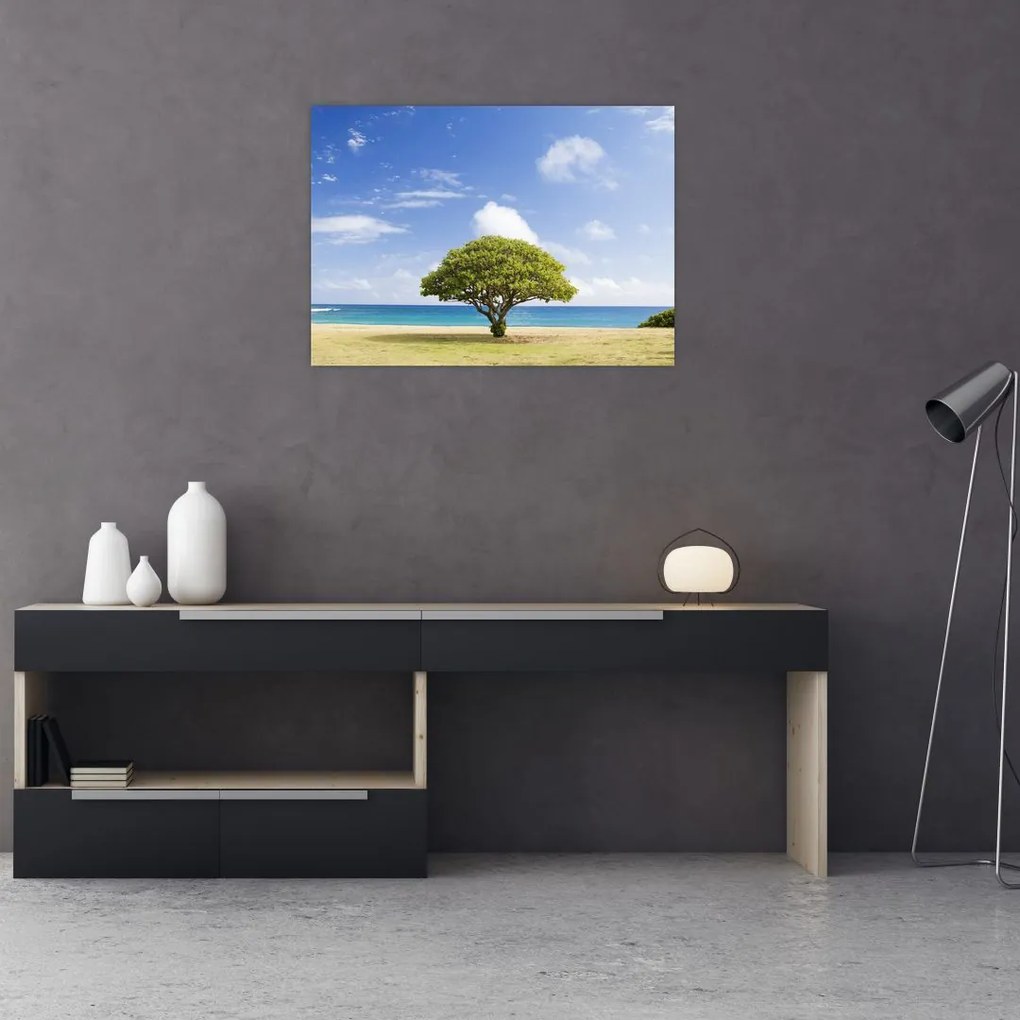Tablou plaja cu copac (70x50 cm)