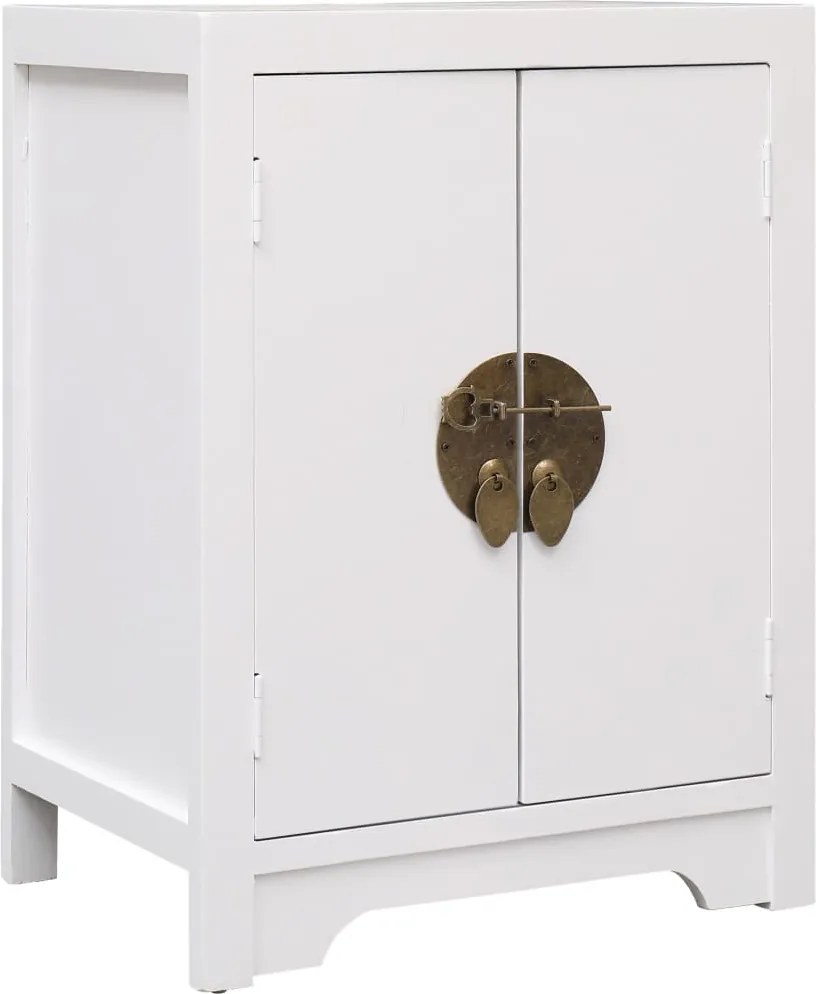 vidaXL Noptieră, alb, 38 x 28 x 52 cm, lemn de paulownia