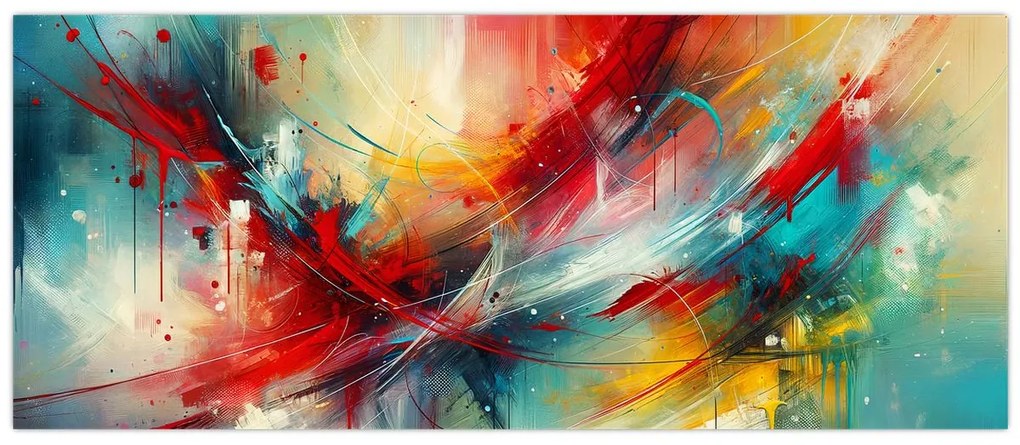 Tablou – Abstracție cu roșu (120x50 cm)