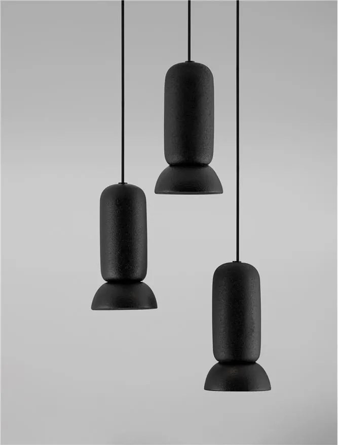 Lustra cu 3 pendule ceramica neagra PARLO