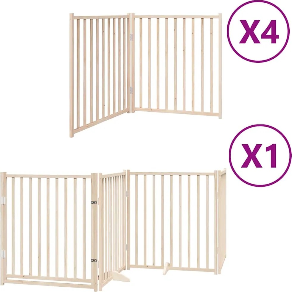 vidaXL Poartă de câini pliabilă cu ușă, 12 panouri, 960 cm, lemn plop