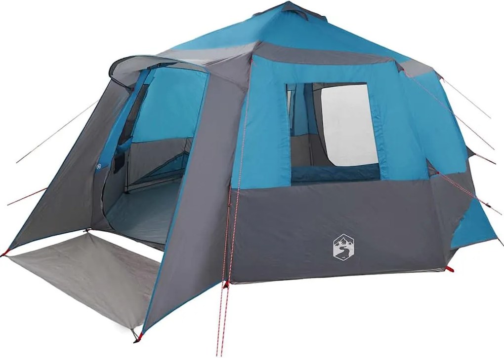 vidaXL Cort cabană pentru 12 persoane cu acoperiș Albastru și Gri