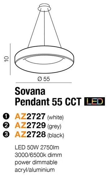 Lustra LED dimabila cu telecomanda SOVANA 55 gri