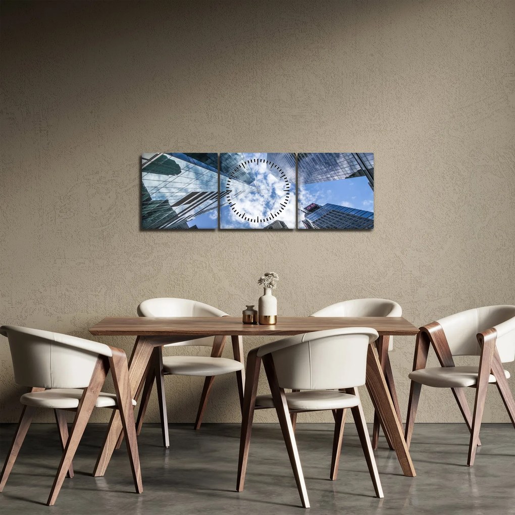 Tablou cu zgârie-norii (cu ceas) (90x30 cm)