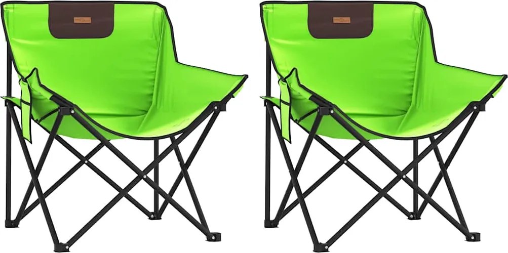vidaXL Scaune de camping cu buzunar, pliabile, 2 buc., verde