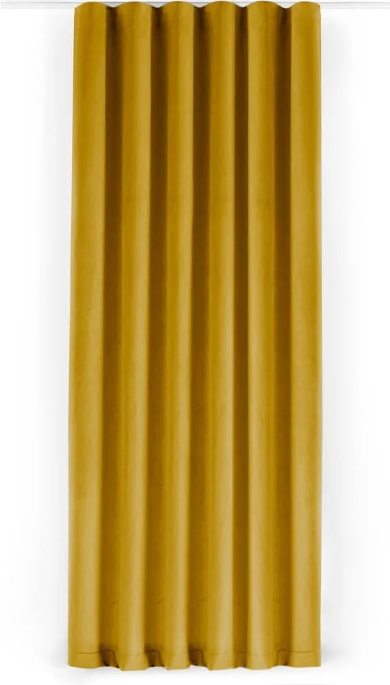 Draperie galben-muștar dimout (semi-opacă) din catifea 140x250 cm Velto – Filumi