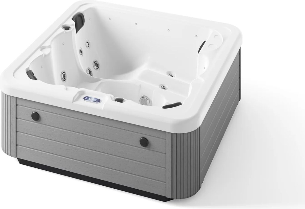 Minipiscina alb lucios, Glass Eascape 19 , sistem stereo, 6 locuri, cromoterapie 195   195 cm