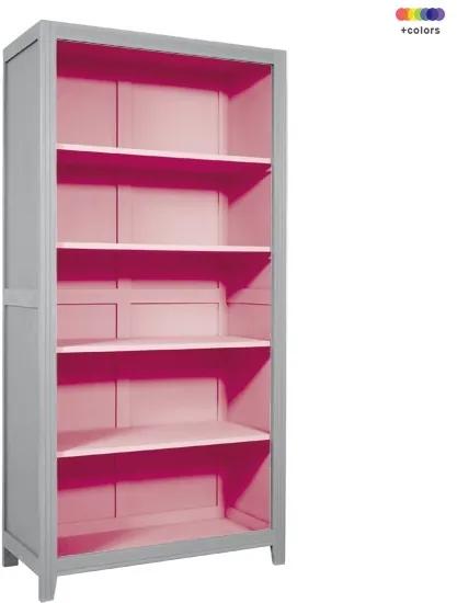 Biblioteca gri/roz deschis din lemn de pin si MDF pentru copii 180 cm Parisienne Laurette