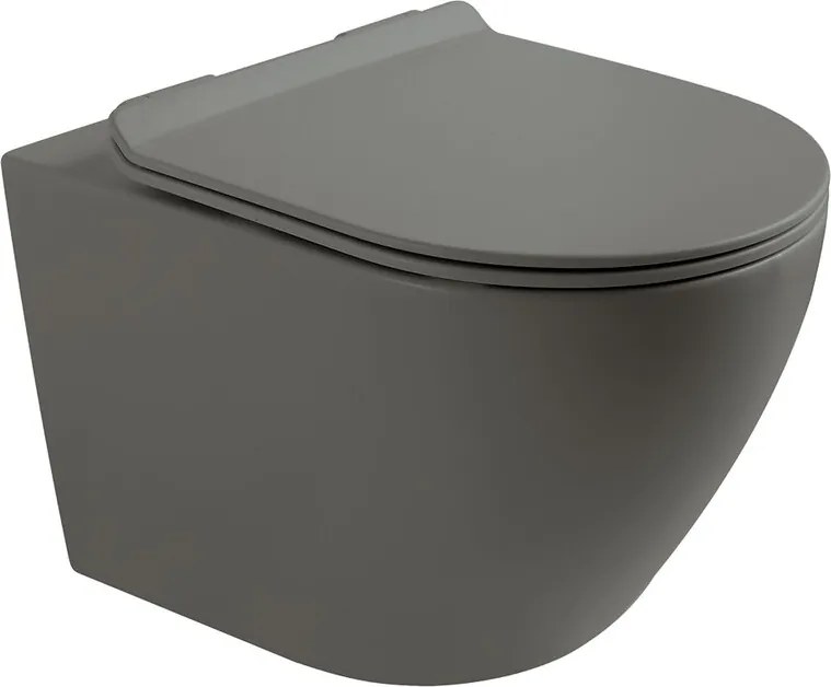 Set vas WC suspendat Rune Ivaldi antracit finisaj mat cu capac slim