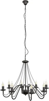 Lustră suspendată pe lanț MALBO, 8xE14/10W/230V, neagră