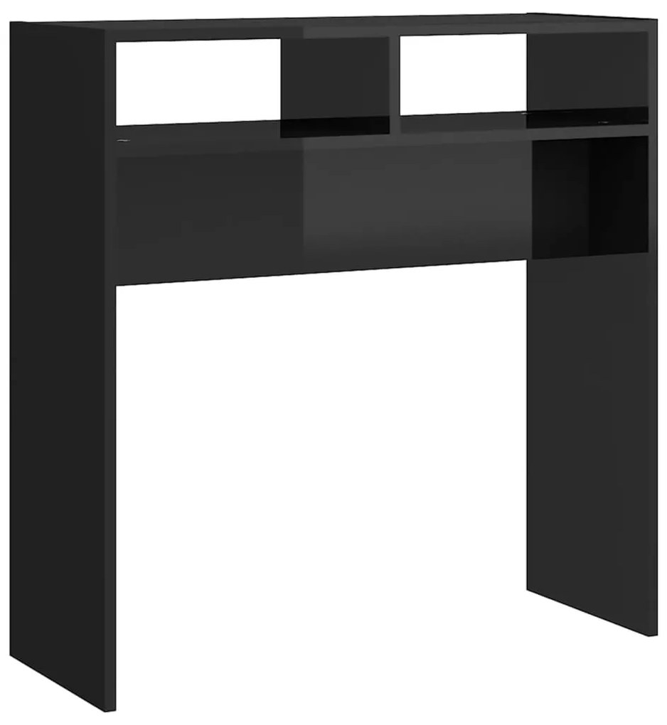 808303 vidaXL Masă consolă, negru extralucios, 78x30x80 cm, PAL