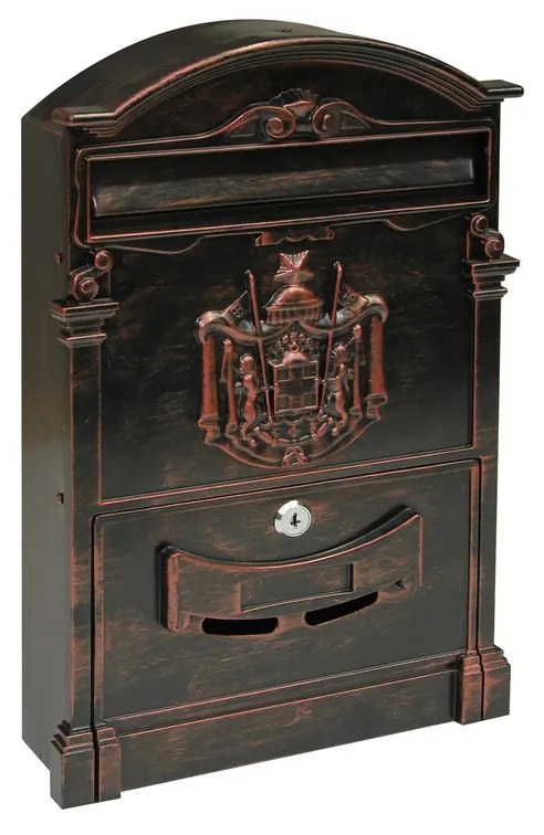 Cutie poștală din oțel și aluminiu aluminiu Vintage, neagră-roșie