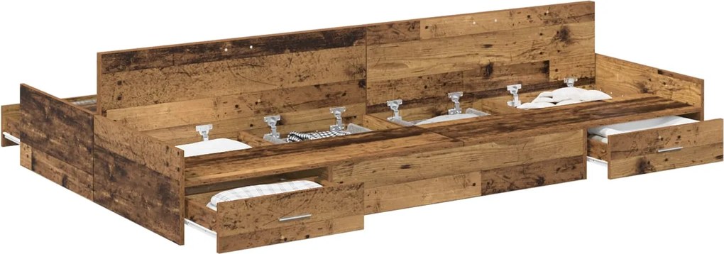 vidaXL Cadru de pat cu depozitare cu headboard Lemn Vechi 120 x 200 cm