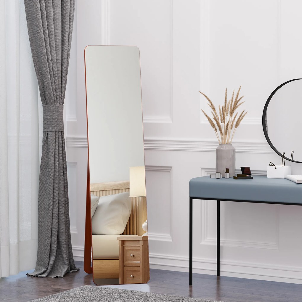 HOMCOM Oglindă de Podea cu Cadru din Lemn, Design Elegant, 43x37x156 cm | Aosom Romania