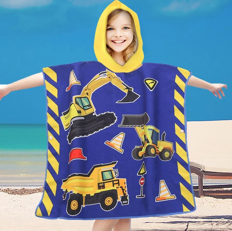 Poncho pentru copii LITTLE BUILDER albastru Dimensiune: 60 x 120 cm