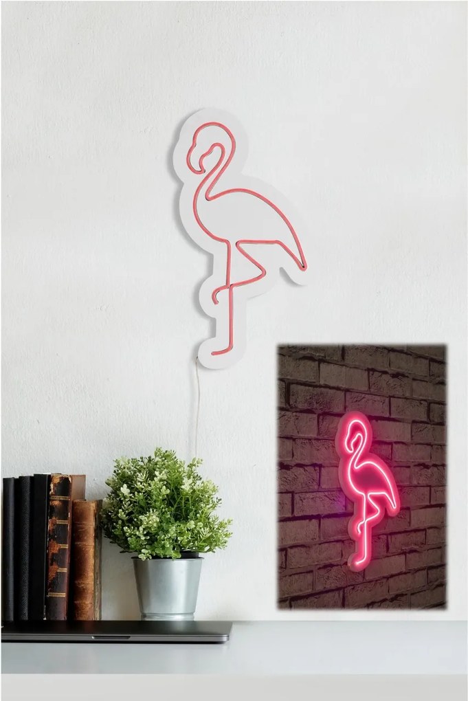 Decoratiune luminoasa LED de perete Flamingo Roz 42x23x2 cm