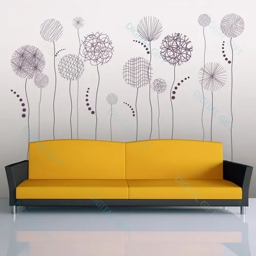 Sticker pentru perete - Flori in creion 300x140 cm