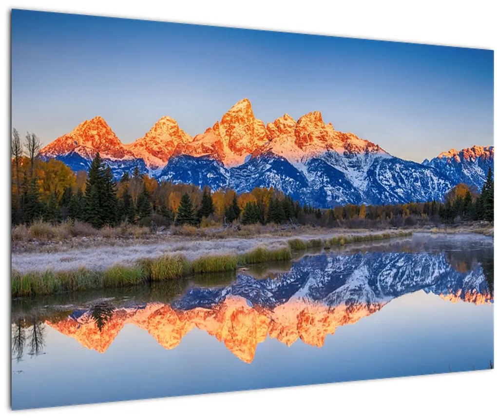 Tablou cu vârfuri de munți înzăpezăți (90x60 cm)