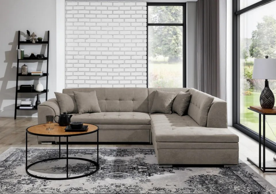 Coltar tapitat, extensibil, 260x80x205 cm, Pieretta R03, Eltap (Culoare: Bej deschis / Poco 7)