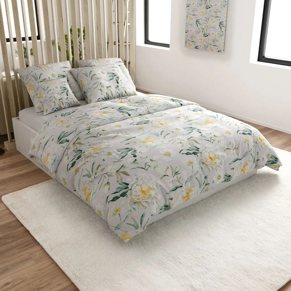 Lenjerie de pat din microfibra ELYSIA, gri deschis Dimensiune lenjerie de pat: 2 buc 70 x 80 cm | 160 x 200 cm