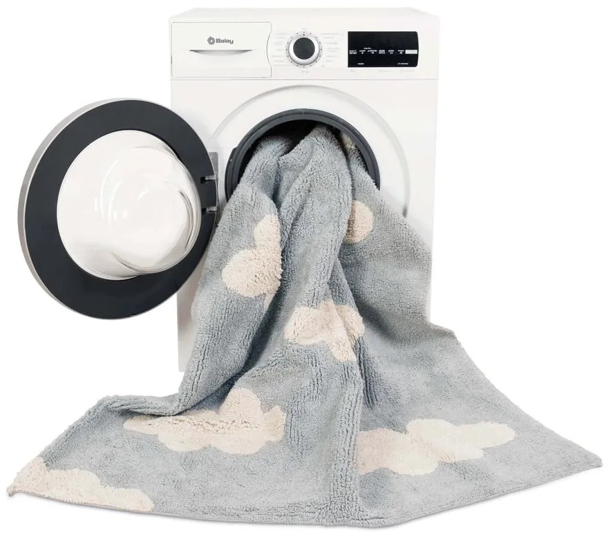 Covor pentru copii gri lavabil/țesut manual din amestec de bumbac 120x160 cm Clouds Grey – Lorena Canals