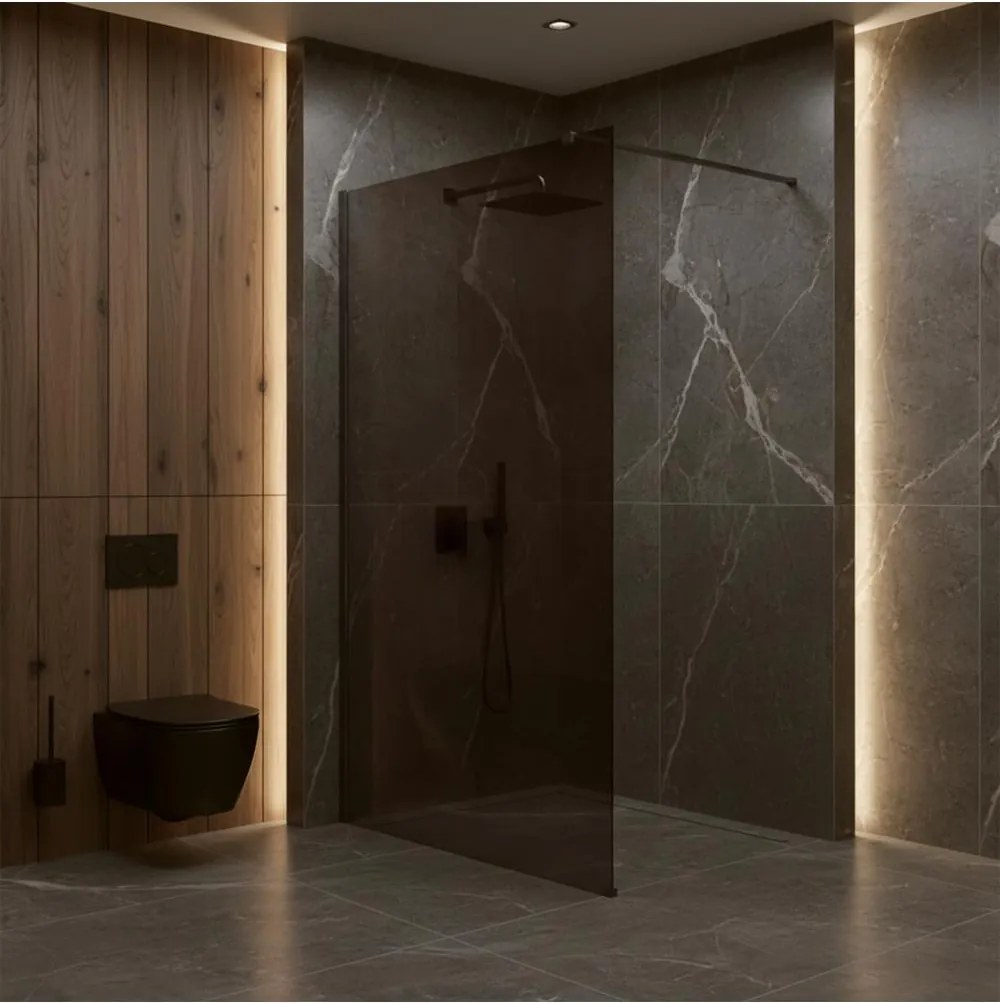 Paravan de dus fumuriu Rea Flexi Brown 80 cm Titan