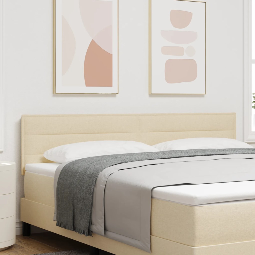 vidaXL Tăblie cu LED Design Linii Crem 90 cm Țesătură
