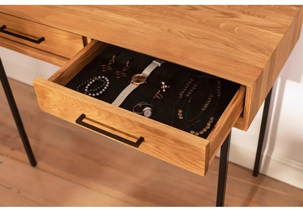 Masă de toaletă din lemn de stejar 97x45 cm Abies – The Beds