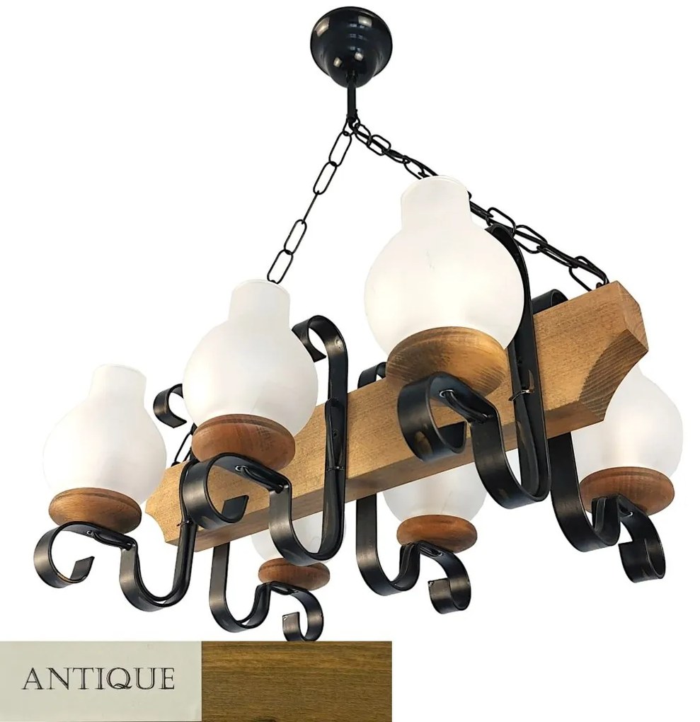 Candelabru rustic fabricat manual din lemn 6 brate Vela WOOD-VE-SP6