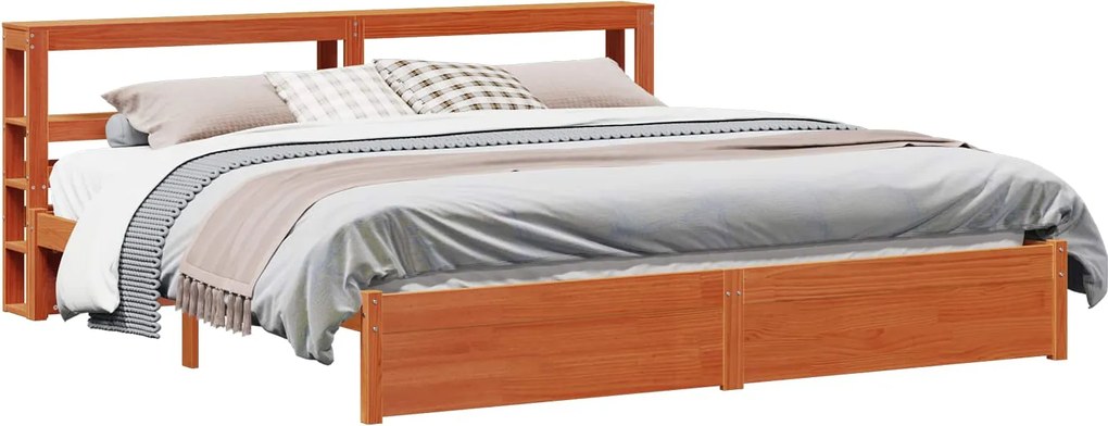 vidaXL Cadru de pat Maroniu cerat 200 x 200 cm Lemn de pin masiv