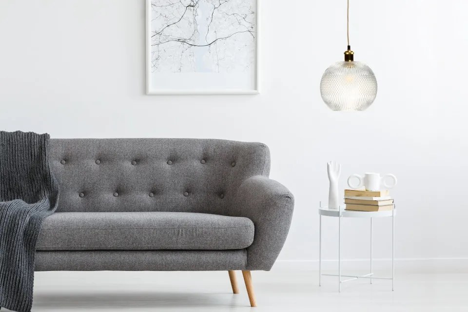 Lustra din sticla Neptun transparenta/gri, un bec