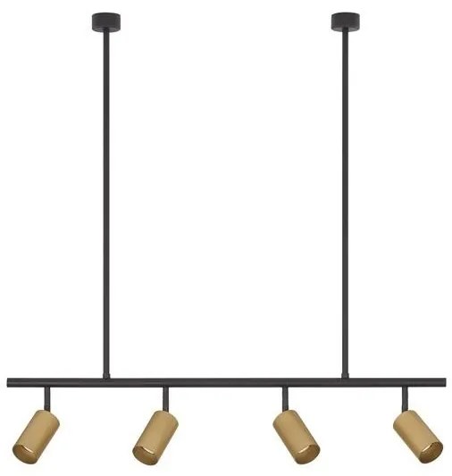 Lustra suspendata cu 4 surse de iluminat design modern POGNO negru, auriu