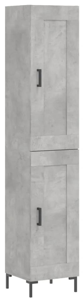 3200453 vidaXL Dulap înalt, gri beton, 34,5x34x180 cm, lemn prelucrat