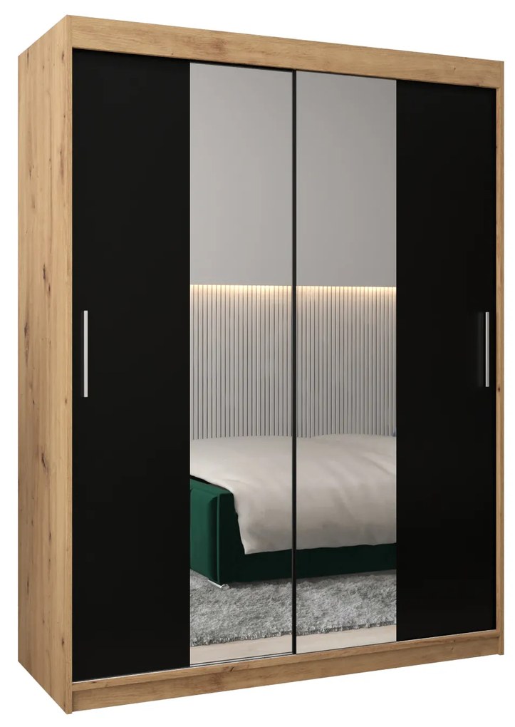 Dulap de haine 150 cm Toki 1 (stejar artisan + negru mat). 1064910