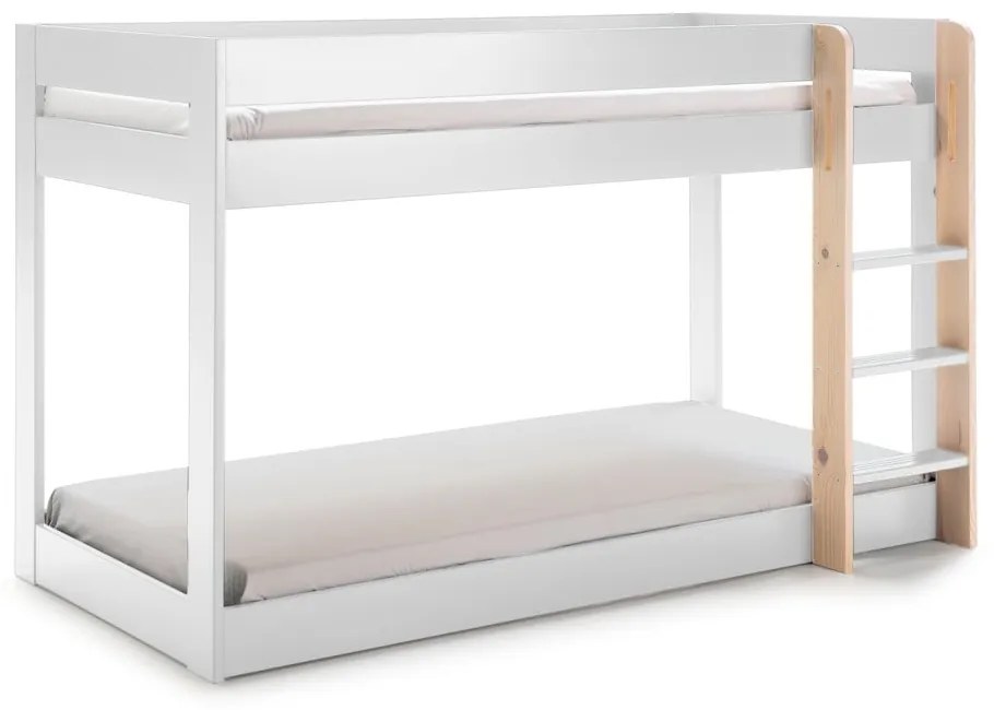 Pat pentru copii alb supraetajat 90x190 cm Angel – Marckeric