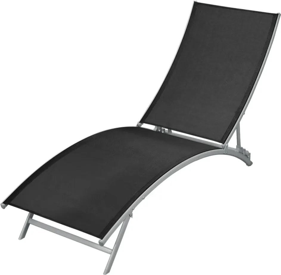 vidaXL Șezlong de plajă, negru, oțel și textilenă