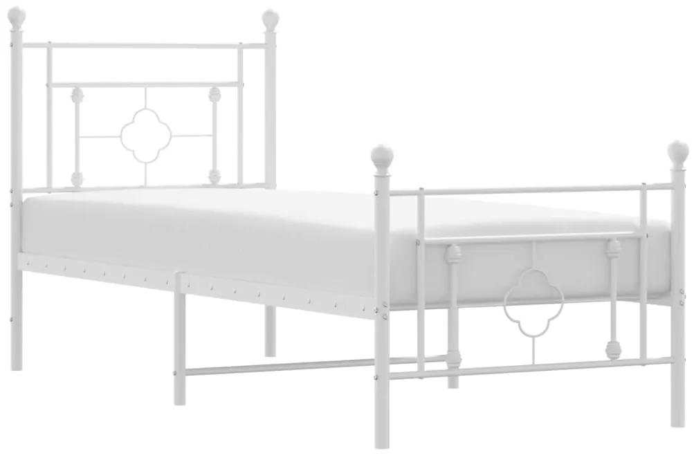 374397 vidaXL Cadru de pat metalic cu tăblie de cap/picioare, alb, 80x200 cm