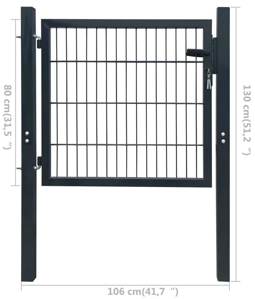 Poarta pentru gard 2D (simpla), gri antracit, 106x130 cm Gri, 106 x 130 cm
