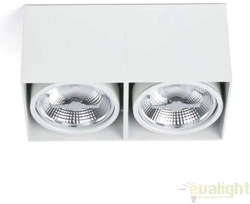 Plafoniera alba cu 2 spoturi directionabile cu design modern, TECTO-2 63276