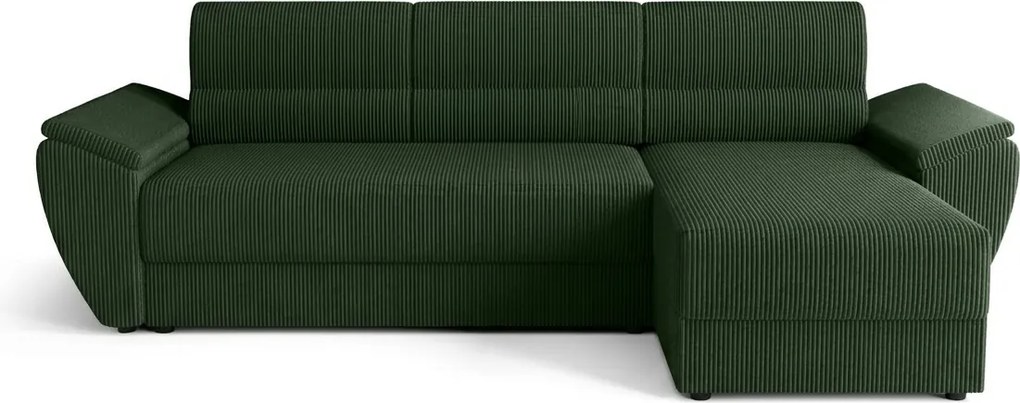 OFERTA Coltar extensibil reversibil in forma de L TAVERO 251x140 cm, verde inchis calitatea II
