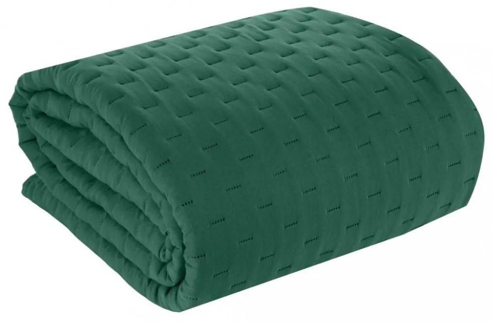 Cuvertură de pat verde într-o singură culoare, cu un model delicat Lăţime: 220 cm | Lungime: 240cm
