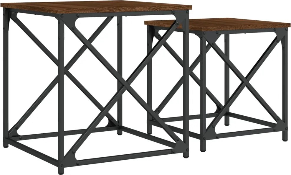 vidaXL Mese suprapuse de cafea, 2 buc, stejar maro, lemn prelucrat