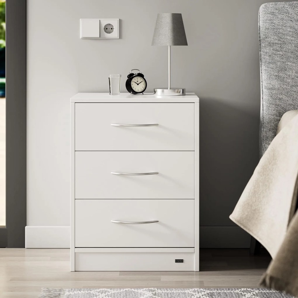 Noptieră ELOISE cu iluminare, 54x39x28cm, alb Casaria