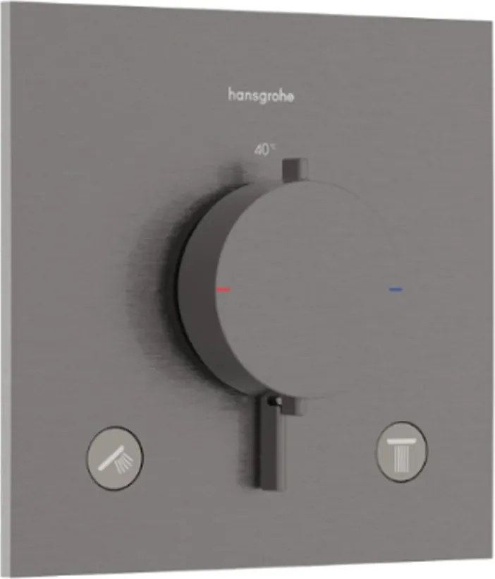 Baterie cada-dus termostatata Hansgrohe Ecostat Comfort E finisaj negru-crom periat fara corp ingropat