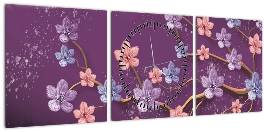 Tablou - Amurg de primăvară (cu ceas) (90x30 cm)