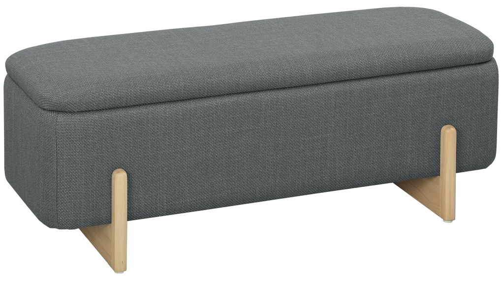 HOMCOM Bancă de depozitare, căptușită cu spumă, aspect de in, 111 x 44 x 44,5 cm, gri închis | Aosom Romania
